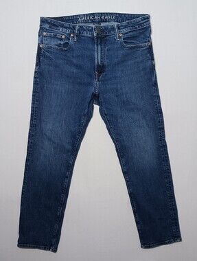 American Eagle Mens AirFlex+ Slim Straight Jeans 36X29 Dark Wash Denim